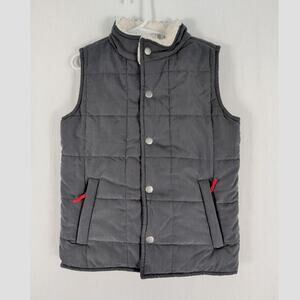 Hatley Boys Puffer Vest Sherpa Lined Gray and Cream Size 6
